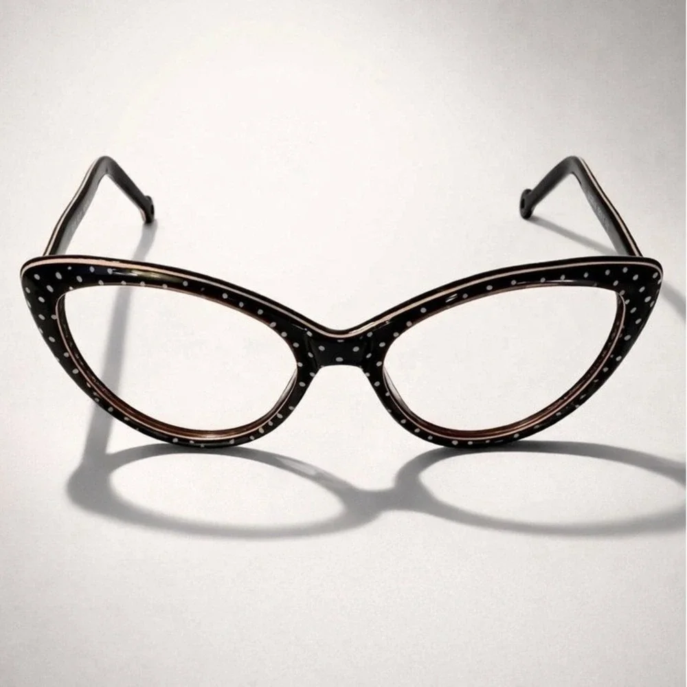 Goo Goo Eyes Eyeglass Frames Only Women 55-17-140 Black Polka Dot Cat Eye GGE818